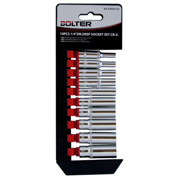 Xg53133 10 delen set 1 4 dr dlaboki nasadni kluchevi crv