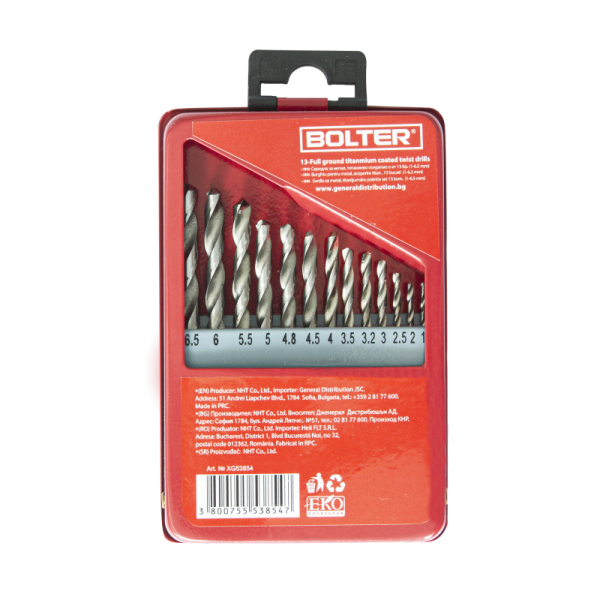 Xg53854 13 delen titaniumski set burgii