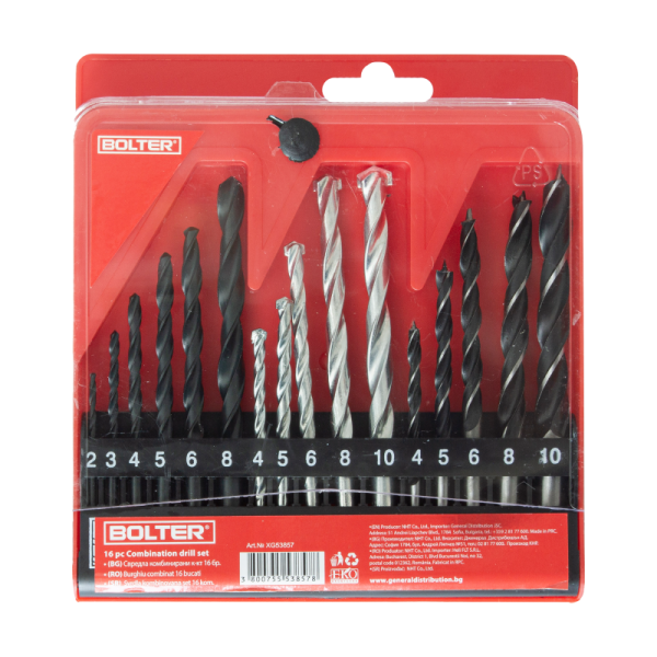 Xg53857 16 delen kombiniran set burgia