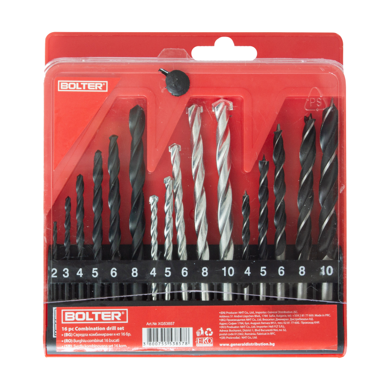 Xg53857 16 delen kombiniran set burgia